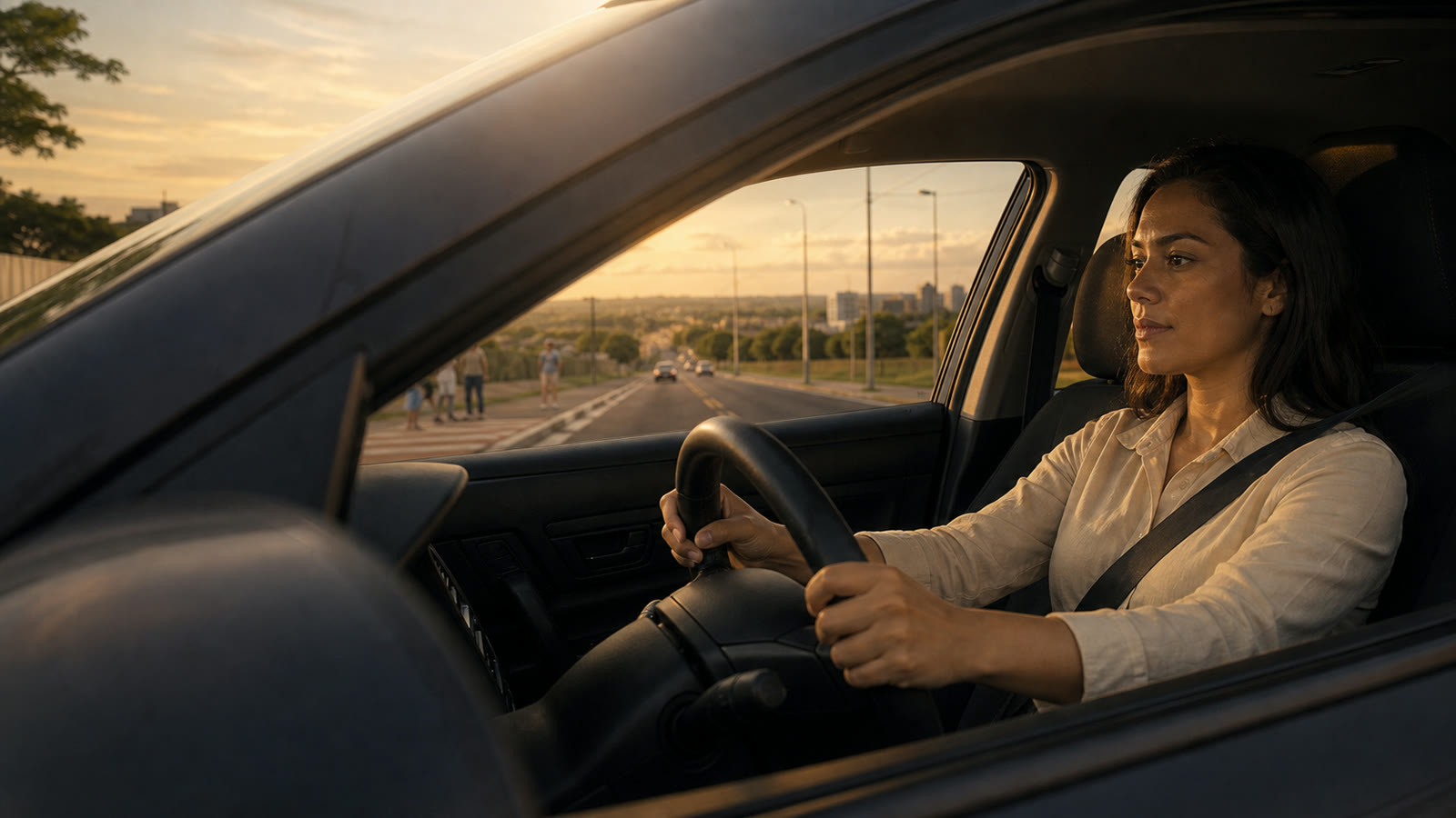 Condutora atenta e responsável ao volante